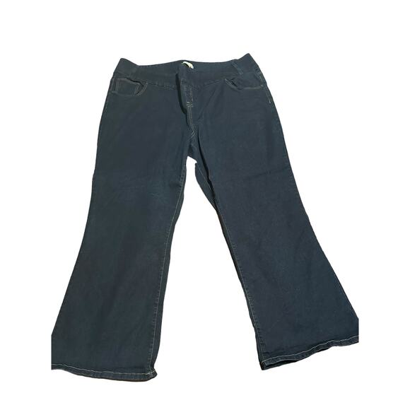 Women Within Dark Wash Pull On Straight Leg Jeans, Size 30 Plus Petite - Picture 2 of 7